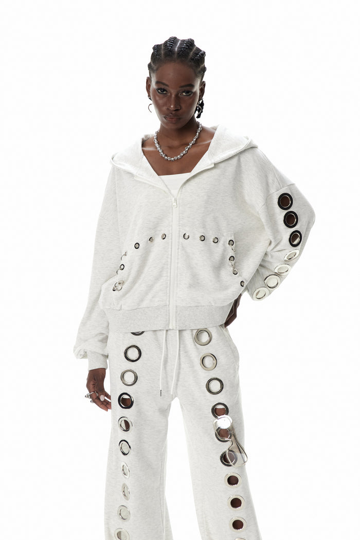 Daniyal Eyelet Hooded Jacket