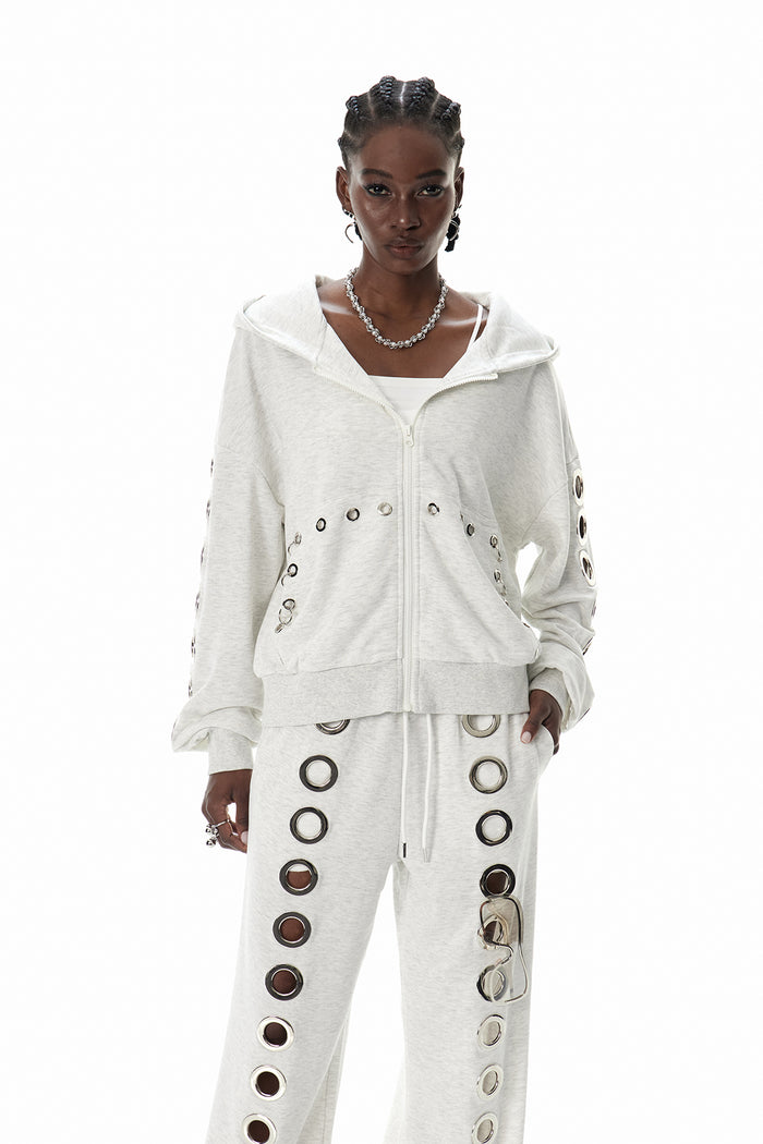 Daniyal Eyelet Hooded Jacket