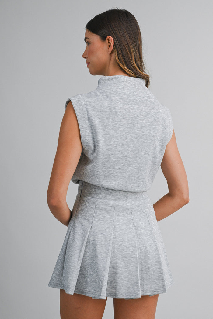 Darla Scuba Mock Neck Pleated Romper