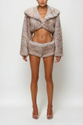 Datu Long Sleeve Crop Faux Fur Pants Set