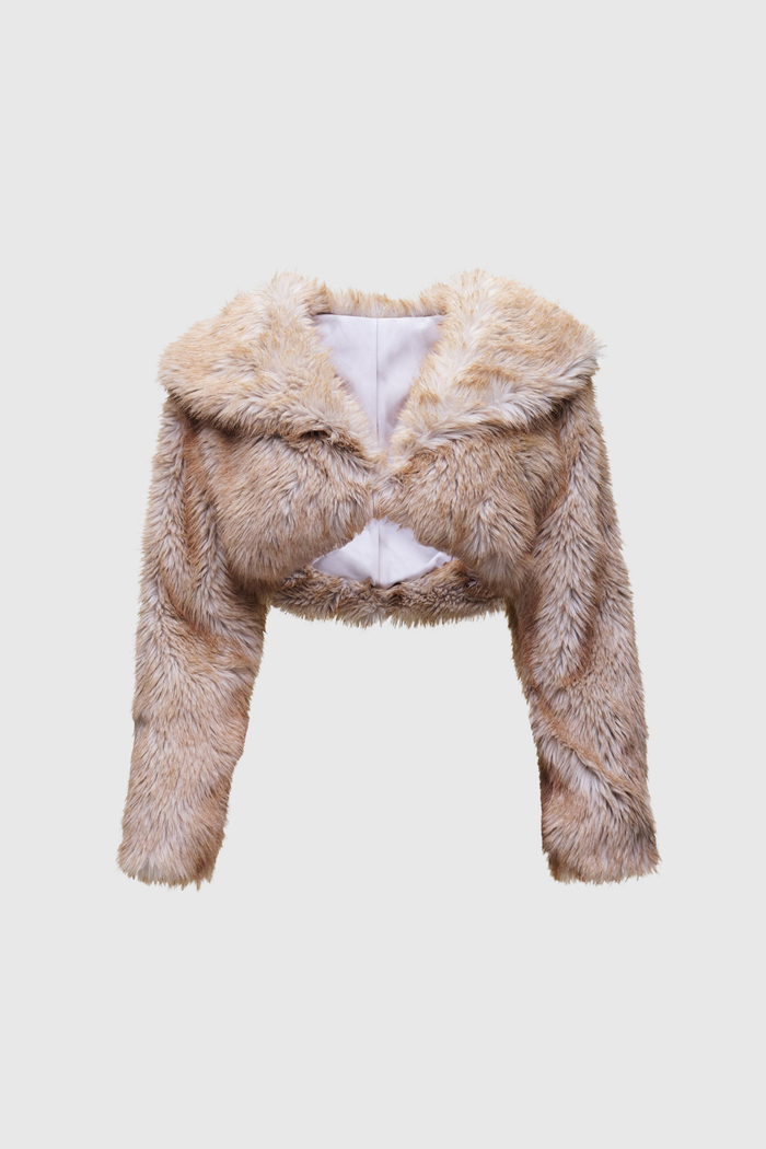 Datu Long Sleeve Crop Faux Fur Pants Set