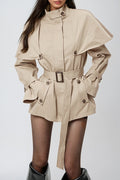 Davide Shawl Trench Coat In Khaki