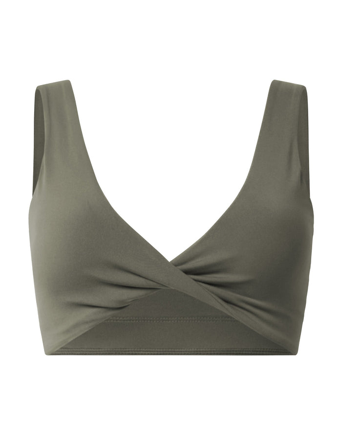 Day Kind Twist Bra in Olive