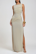 Deanne Sleeveless High Split Maxi Dress In White