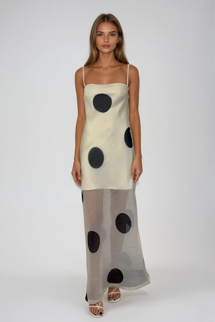 Debbi Spaghetti Dot Maxi Dress
