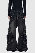 Deepa Pocket Bleached Jeans In Black