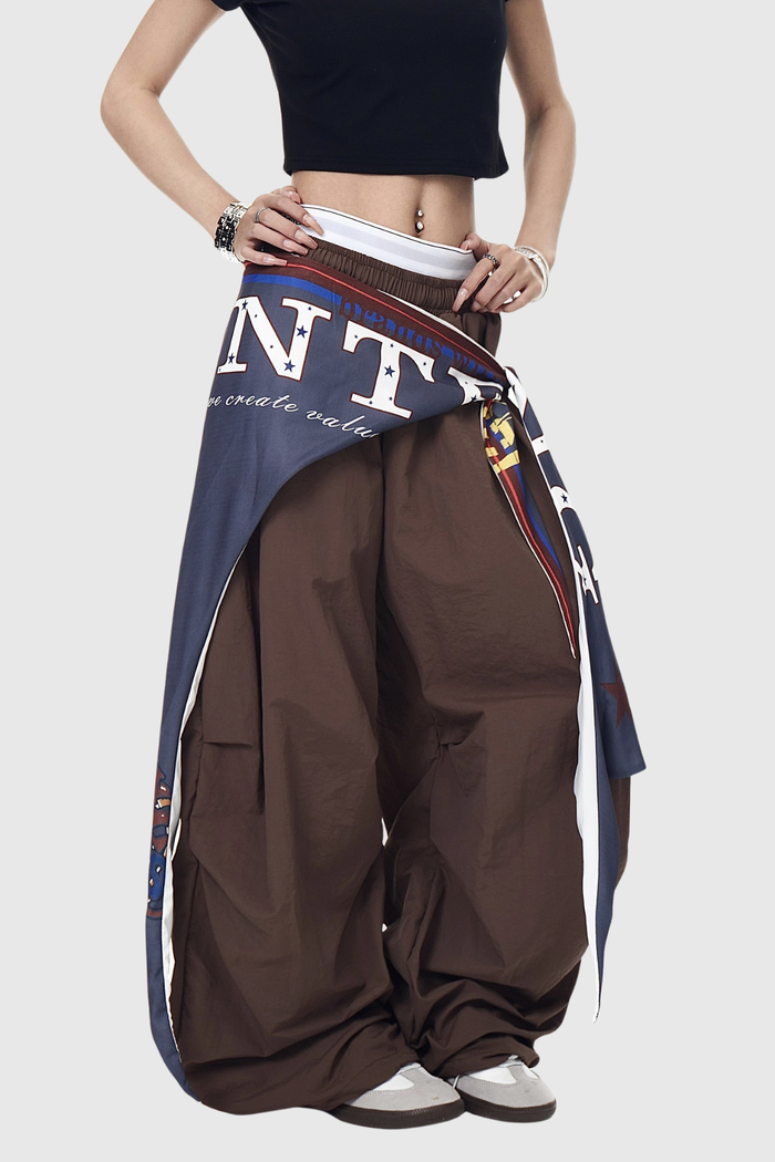 Defne Ruch Print Barrel Pants In Brown