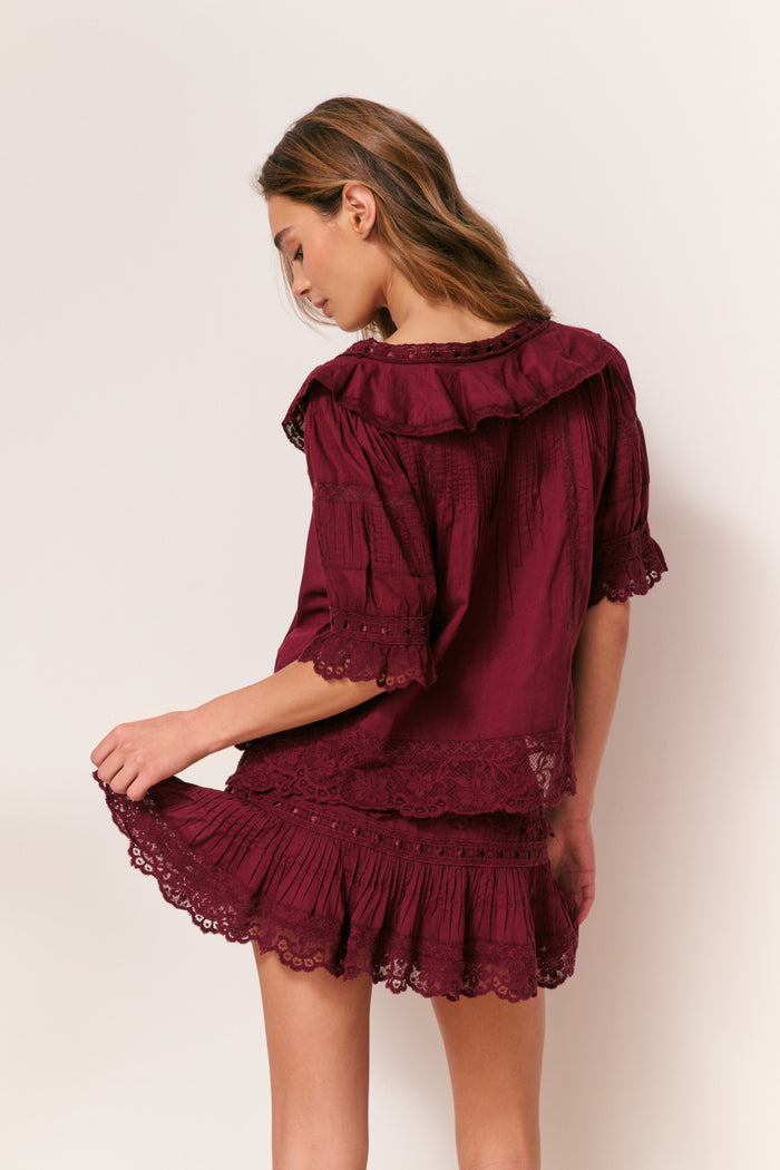 Delphie Cotton Lace-Detailed Mini Skirt