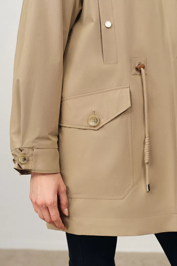 Detachable Quilted Lining Fur Collar Parka in Lightweight Blend-1