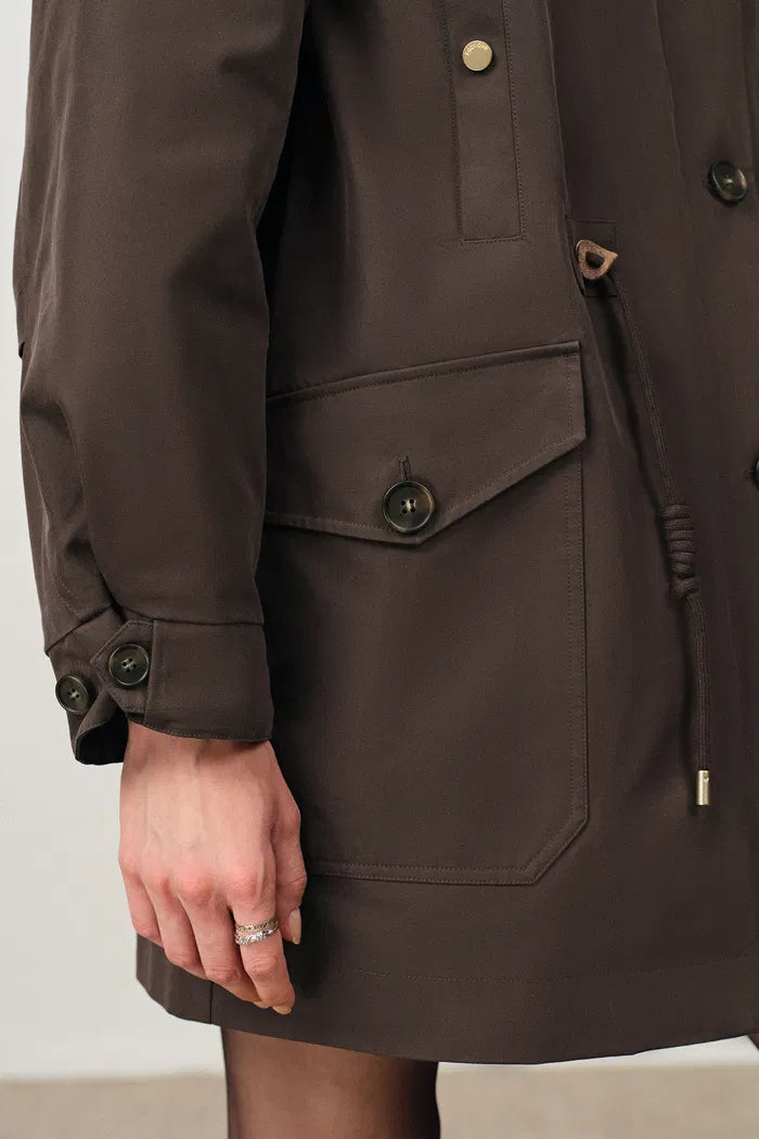 Detachable Quilted Lining Fur Collar Parka in Lightweight Blend-2