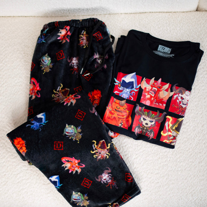 Diablo Cute But Deadly Fleece Pajama Pants - Stylized View