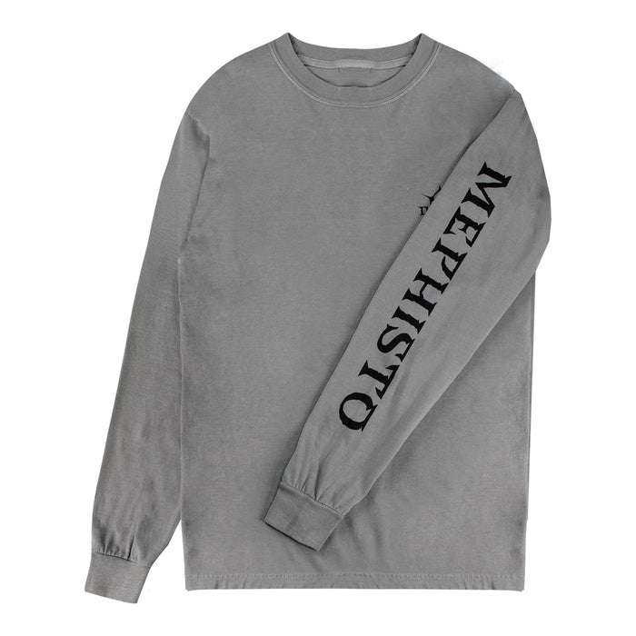 Diablo IV: Lord of Hatred Mephisto Sigil Long Sleeve Grey T-Shirt - Front View with Sleeve