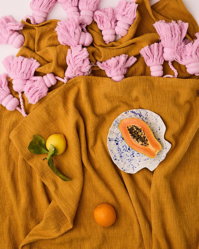 Dijon Rose Tassel Throw