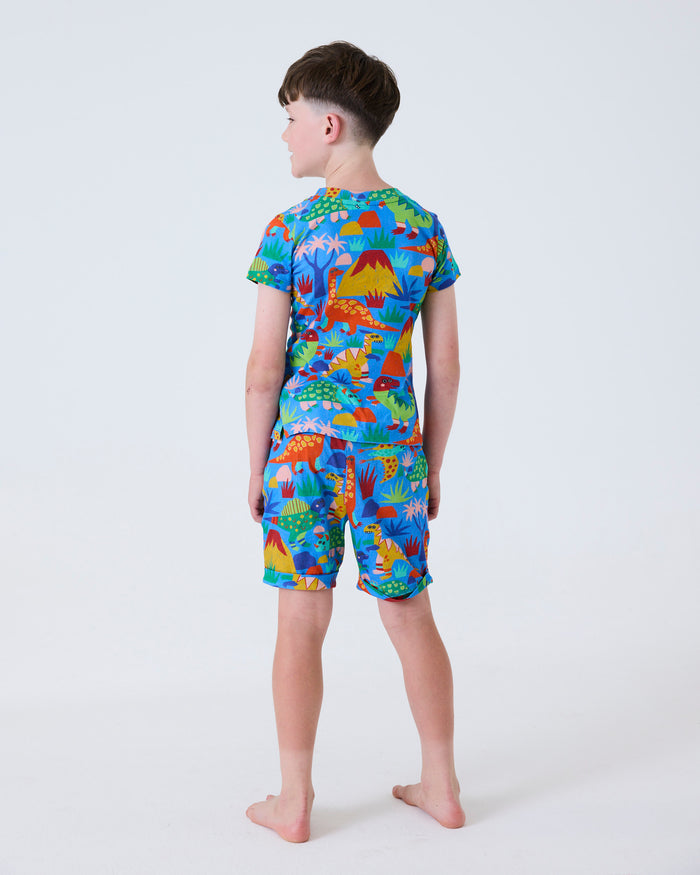 Dinosaur Roar Kids Organic Cotton Short Sleeve Tee & Short Pyjama Set
