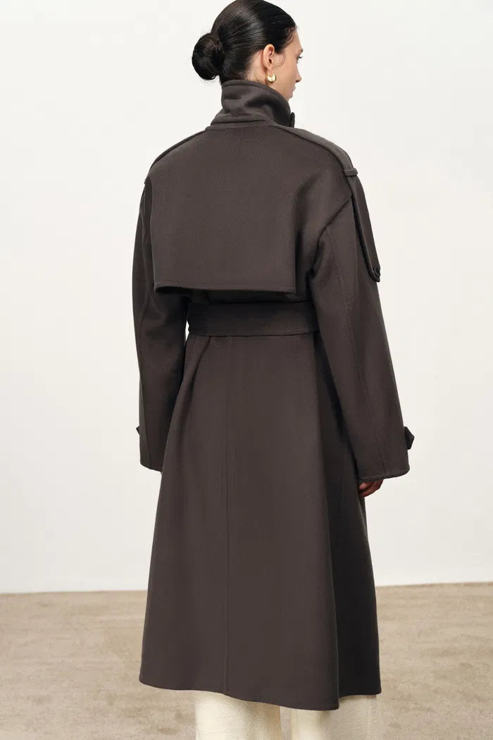 Double Breasted Long Coat in Double Face Merino Cashmere