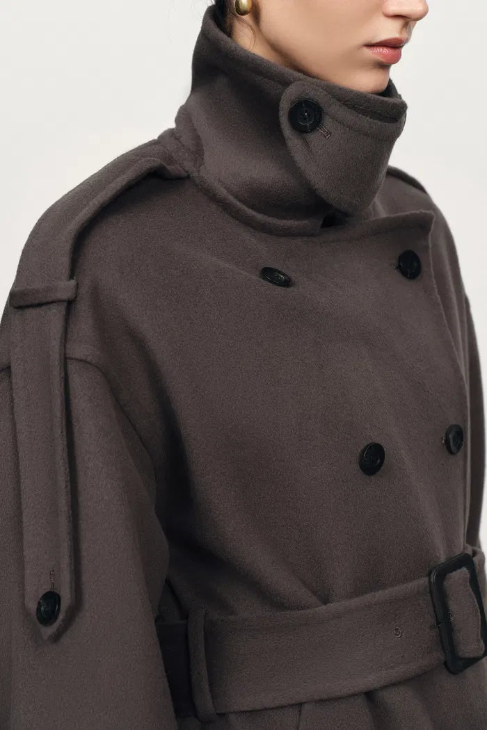 Double Breasted Long Coat in Double Face Merino Cashmere