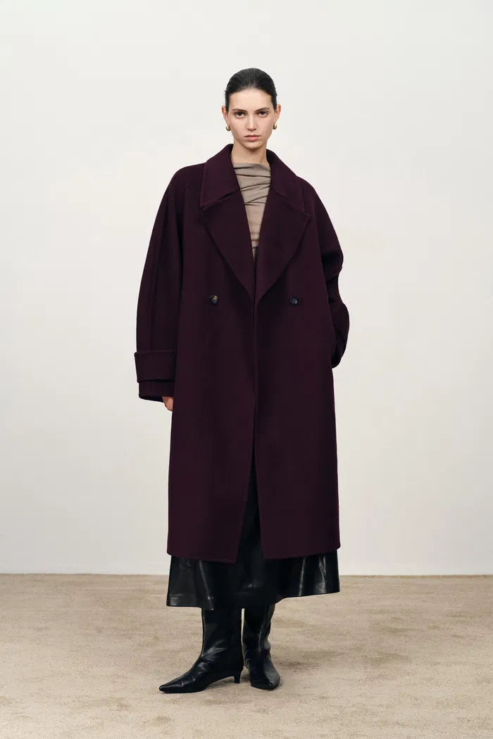 Double Faced Cocoon Coat in Merino Wool