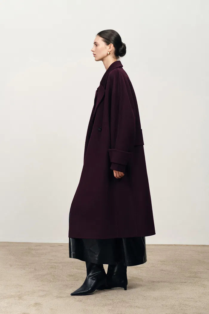Double Faced Cocoon Coat in Merino Wool