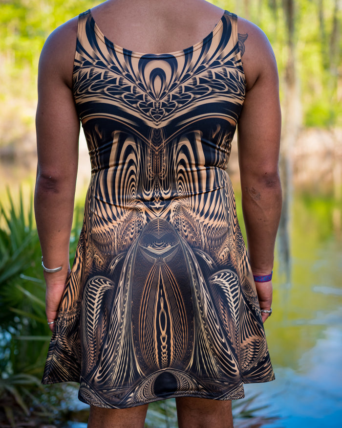 Down the Ribbit Hole Fitted Flare Dress