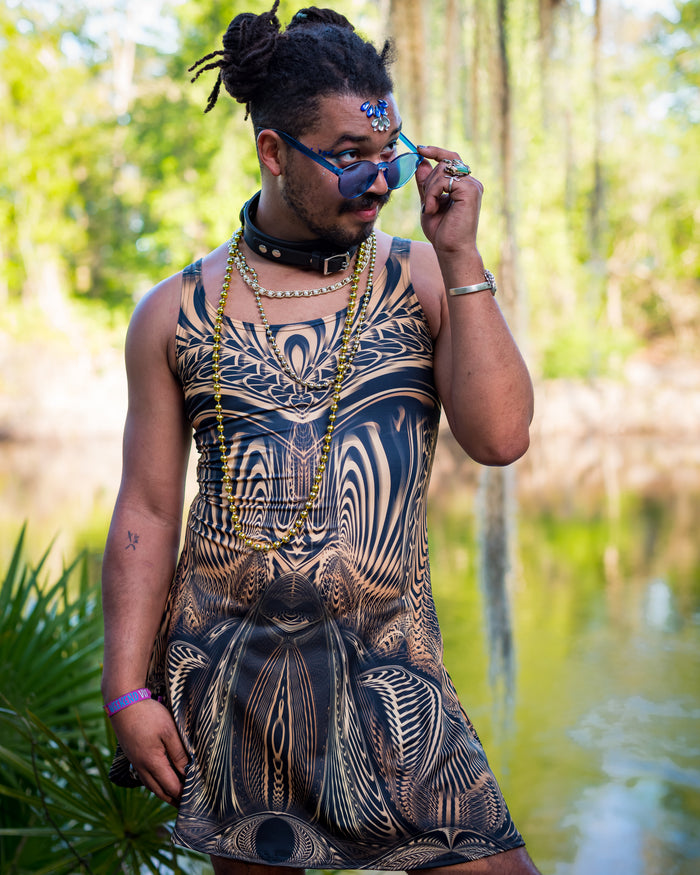 Down the Ribbit Hole Fitted Flare Dress