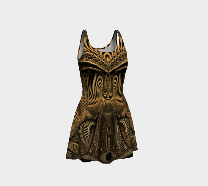 Down the Ribbit Hole Fitted Flare Dress