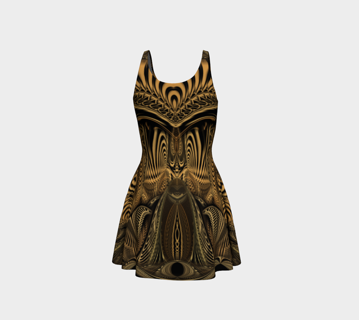 Down the Ribbit Hole Fitted Flare Dress