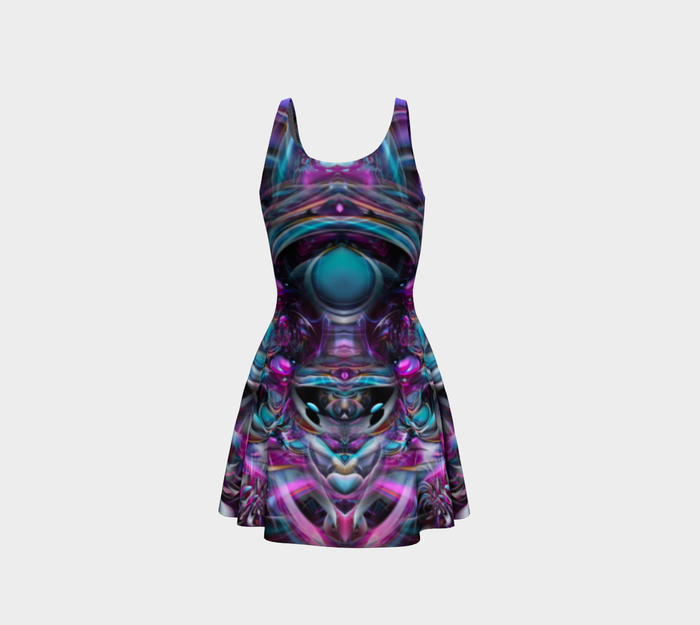 Drip Trip Fitted Flare Dress