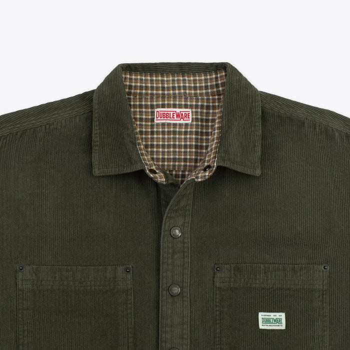 Dubbleware Lined Snap Overshirt - Sage Corduroy