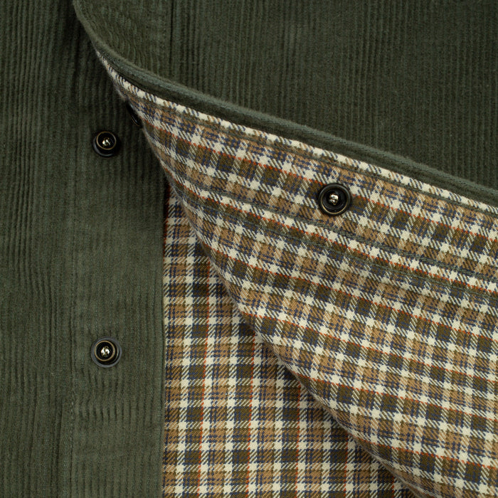 Dubbleware Lined Snap Overshirt - Sage Corduroy