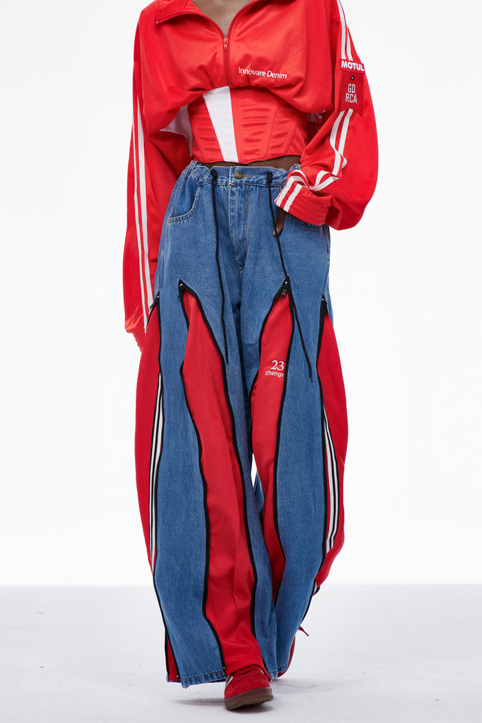 Edelmira Deconstruct Barrel Jeans In Red