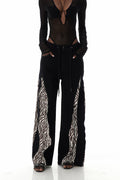 Edelmira Zebra Print Zipper Jeans In Brown