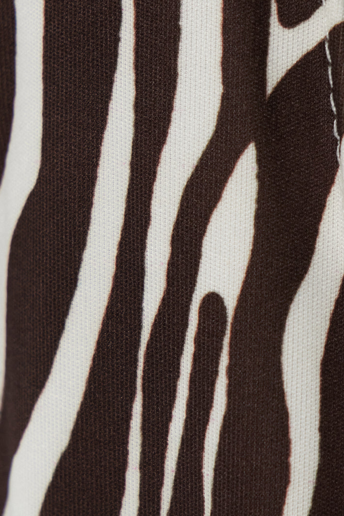 Edelmira Zebra Print Zipper Jeans In Brown