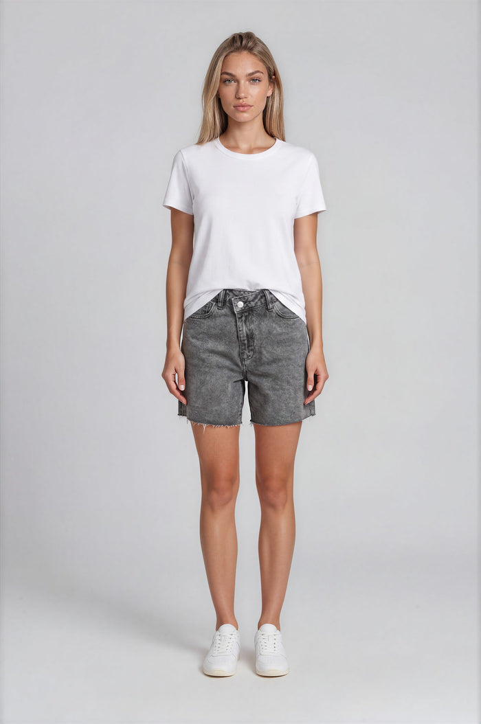 Eden Boyfriend Denim Shorts - Grey