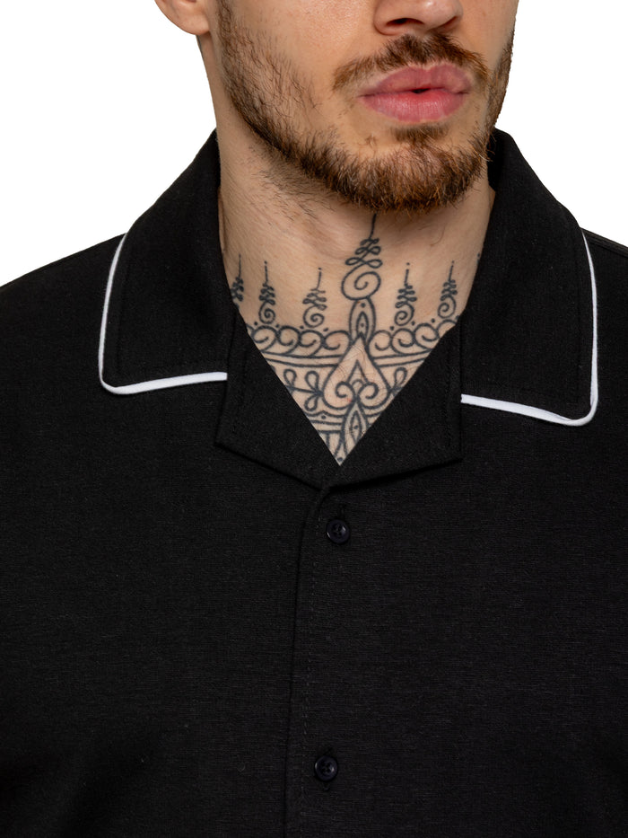 Enzo | Mens Short Sleeve Piping Shirt