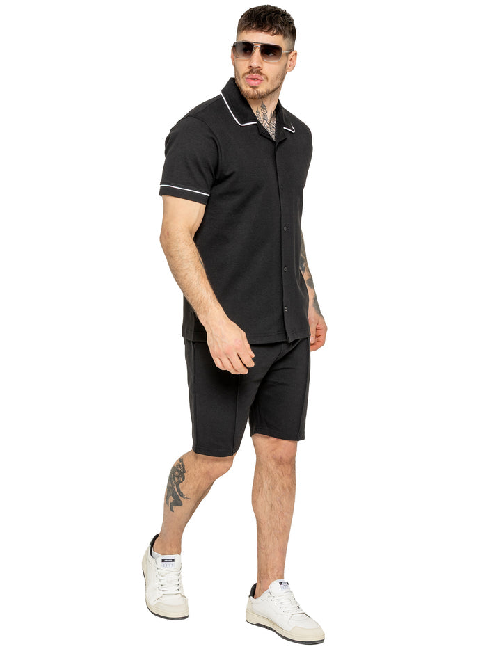 Enzo | Mens Short Sleeve Piping Shirt