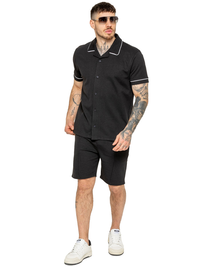 Enzo | Mens Short Sleeve Piping Shirt