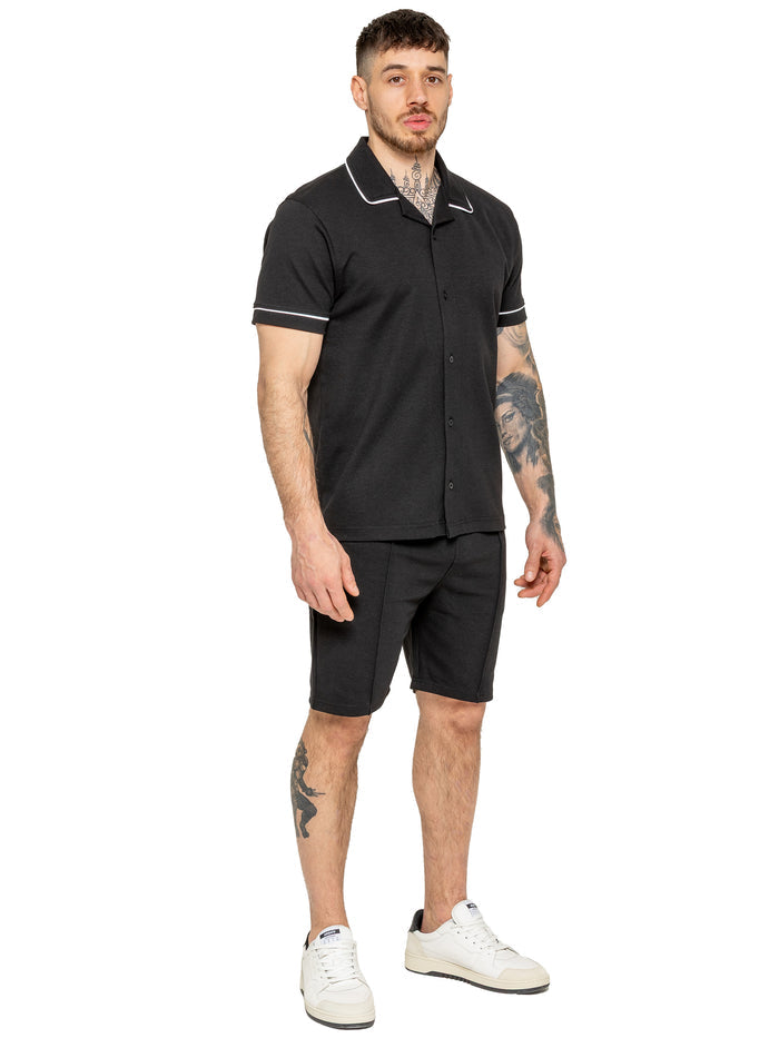 Enzo | Mens Short Sleeve Piping Shirt
