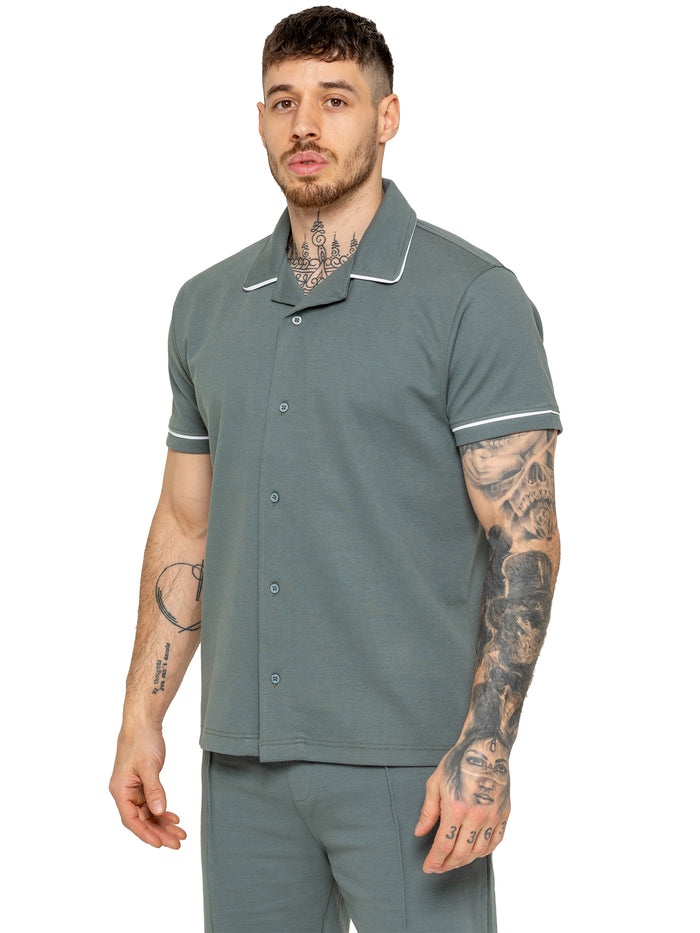 Enzo | Mens Short Sleeve Piping Shirt