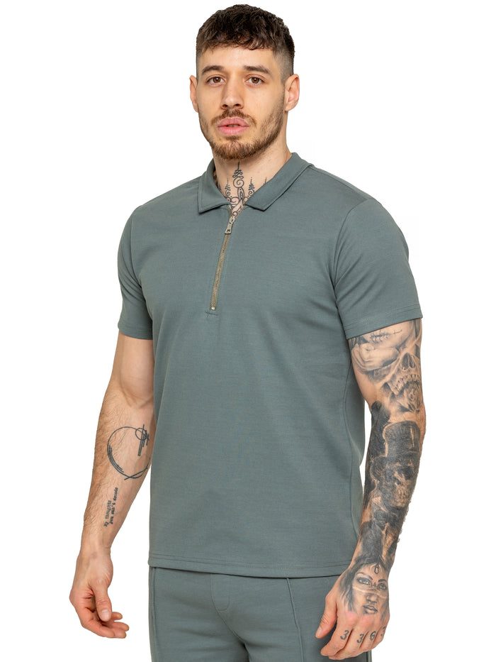 Enzo | Mens Zip Up Polo Shirt