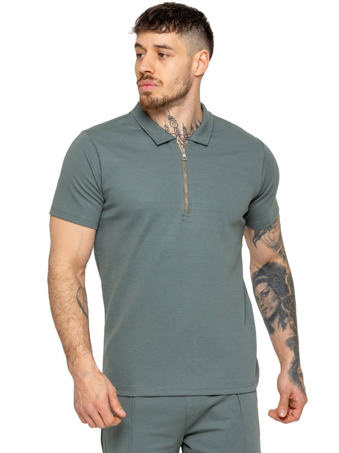Enzo | Mens Zip Up Polo Shirt