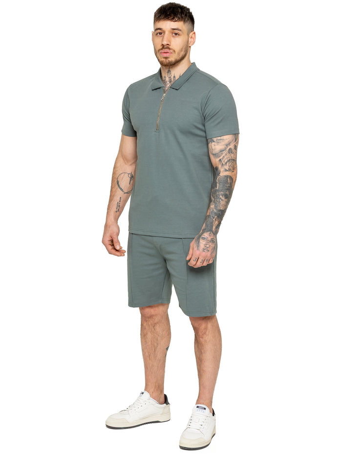 Enzo | Mens Zip Up Polo Shirt