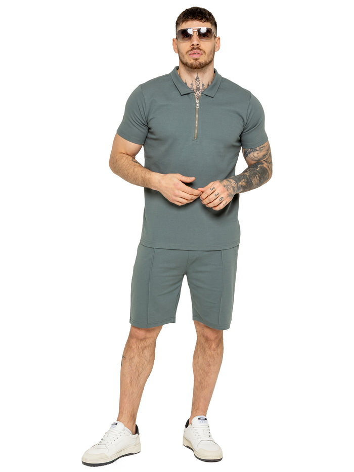 Enzo | Mens Zip Up Polo Shirt