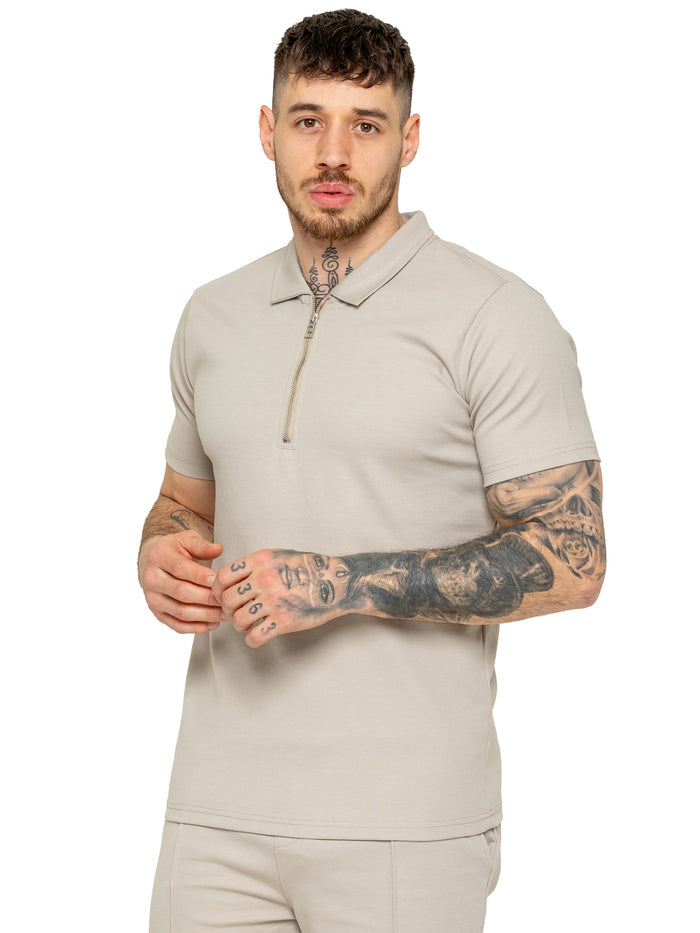 Enzo | Mens Zip Up Polo Shirt
