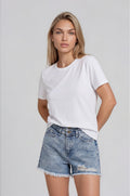 Esme Double Waistband Denim Shorts - Acid Light Wash