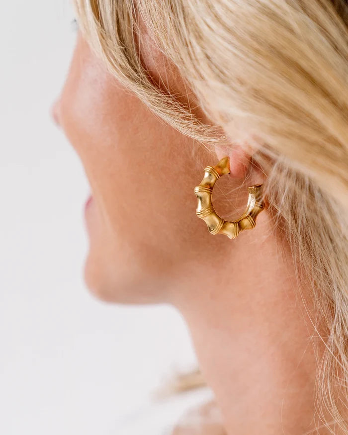 Estate Bamboo Hoop Earring