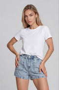 Eva Paperbag Denim Shorts - Light Blue