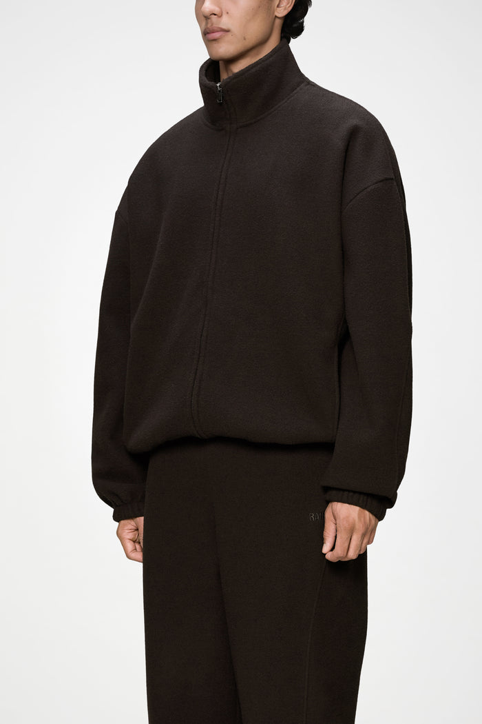 RAINS Fleece Zip Jacket Bark Long Sleeve