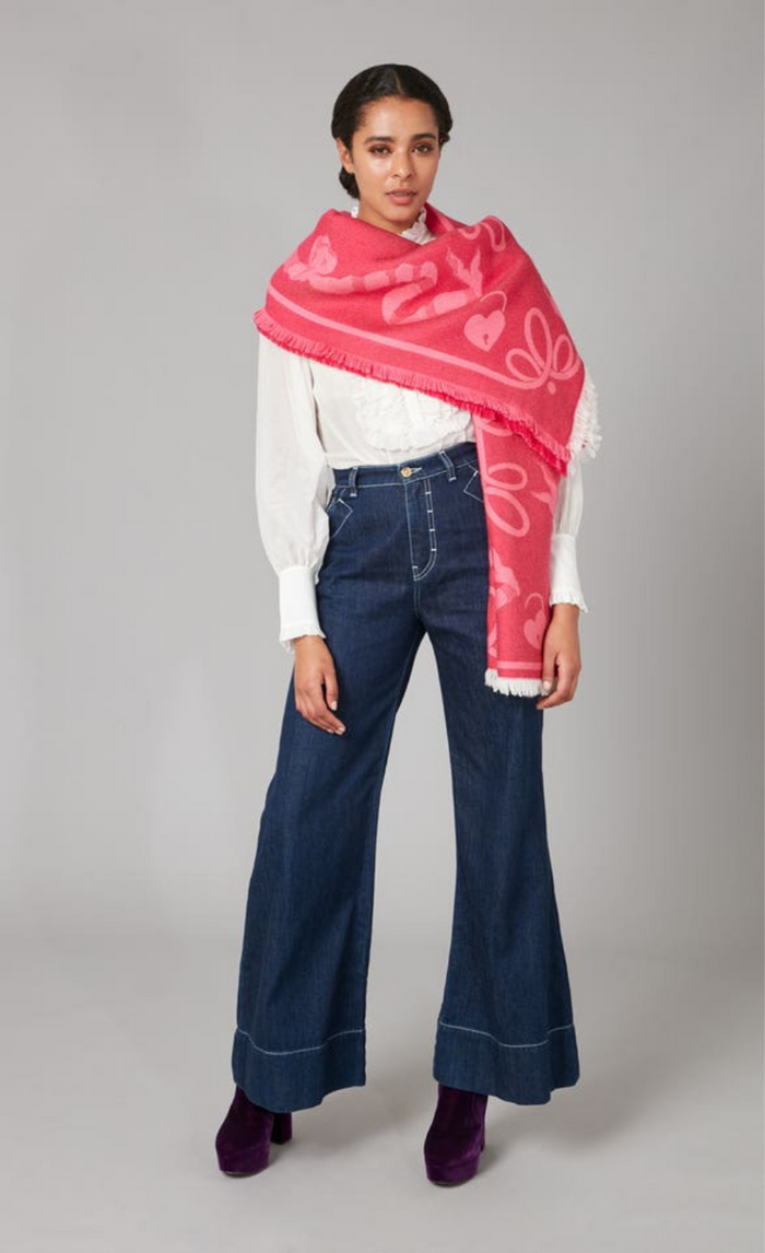 Fortune Blanket Scarf - Raspberry