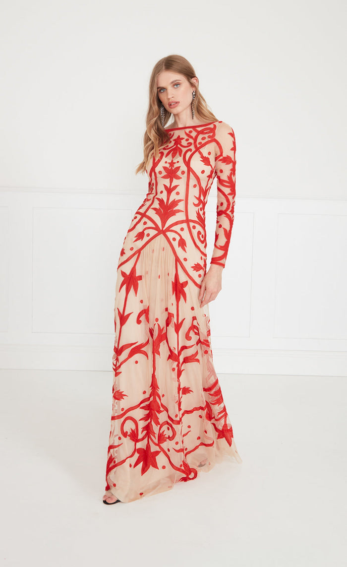 Francine Tattoo Dress - Poppy Red