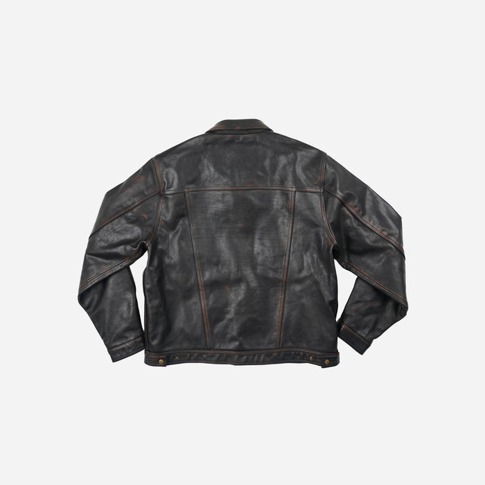 Frizmworks Cowhide Storm Trucker Jacket - Washed Brown